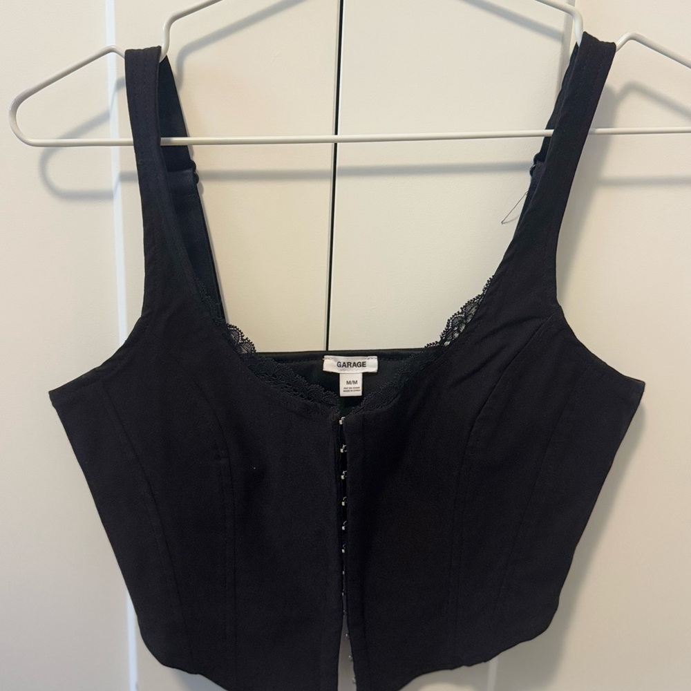 Garage Lace Black Bustier Top